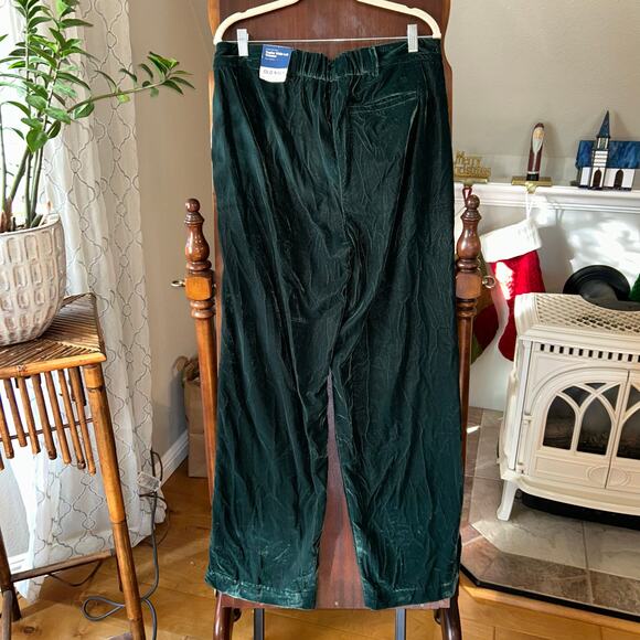 New Old Navy Extra High-Waisted Velvet Taylor Pants wide leg green Large - Picture 8 of 13